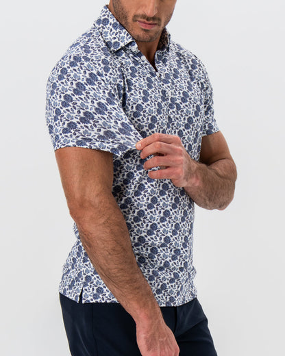 "The Steel" Blue Floral Print