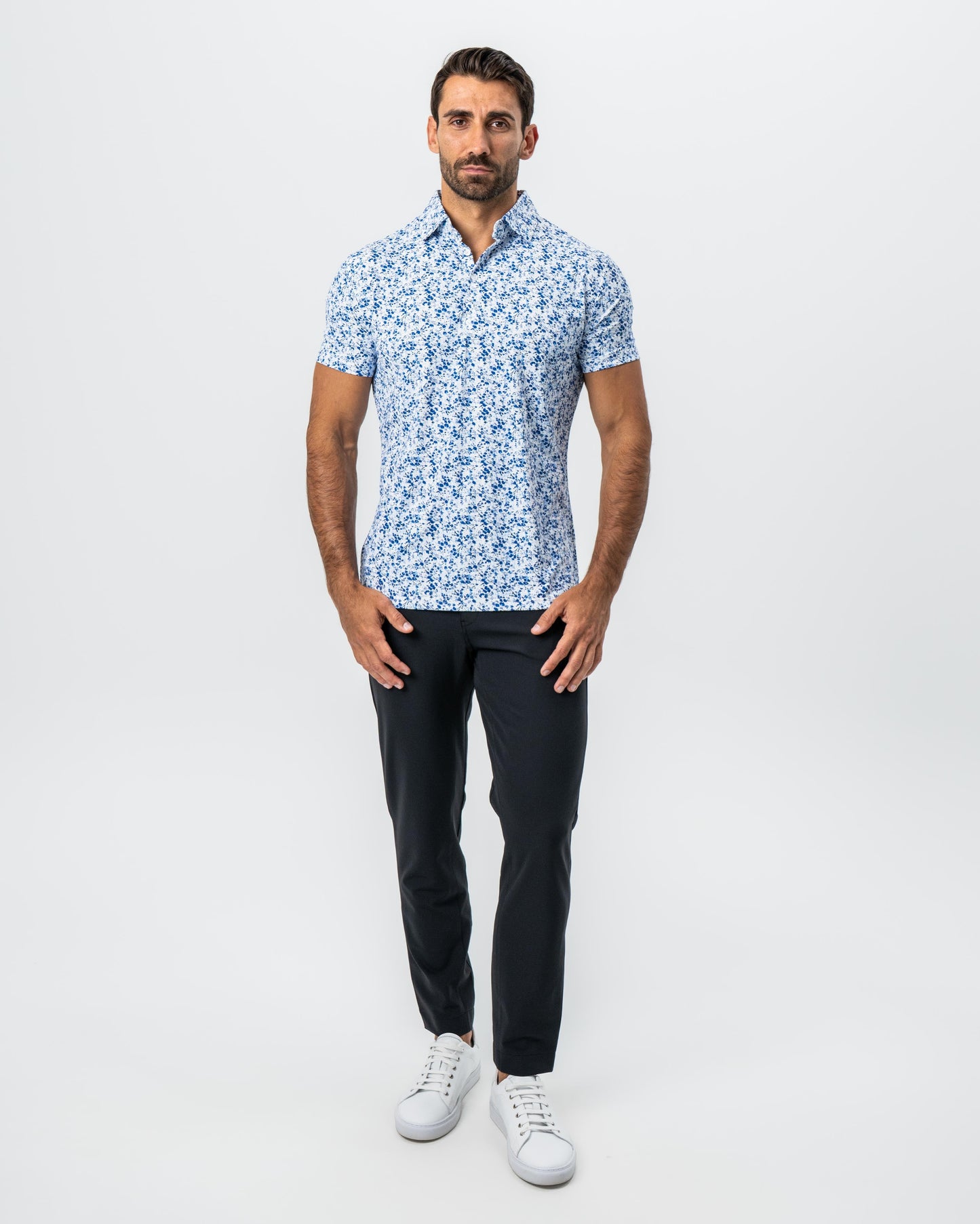 "The Arctic" White, Navy & Blue Floral