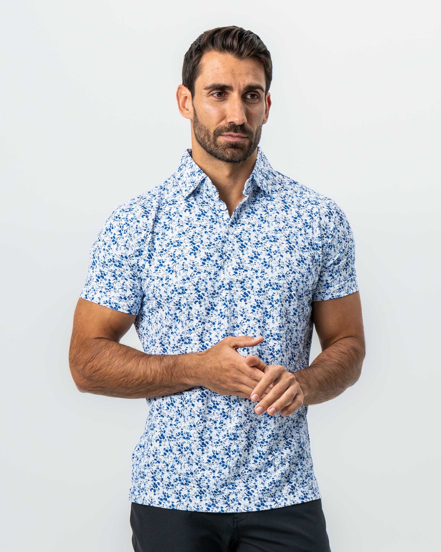 "The Arctic" White, Navy & Blue Floral