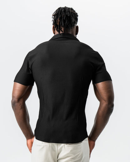 Seersucker Short Sleeve Button Down - Black