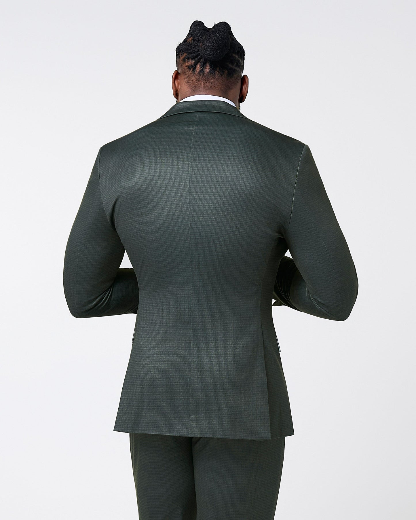Athletic Fit Stretch Blazer - Army Green Microcheck