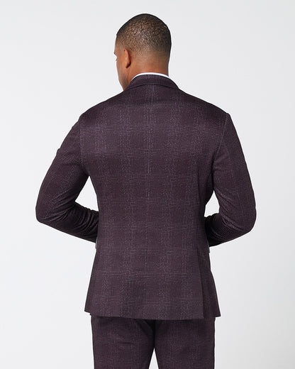 Athletic Fit Stretch Blazer - Burgundy Big Plaid