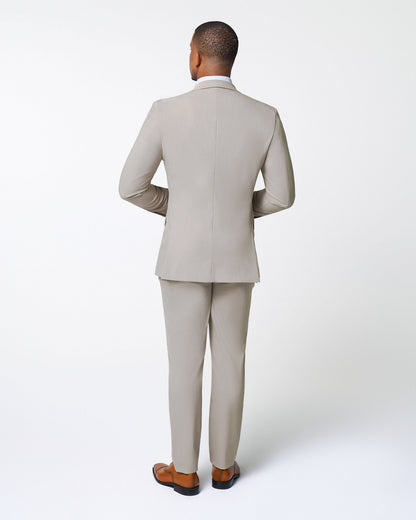 Athletic Fit Stretch Suit Pants - Heathered Stone