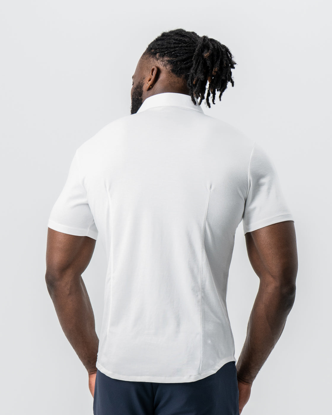 "The Kendric" White Pique Short Sleeve Button Down