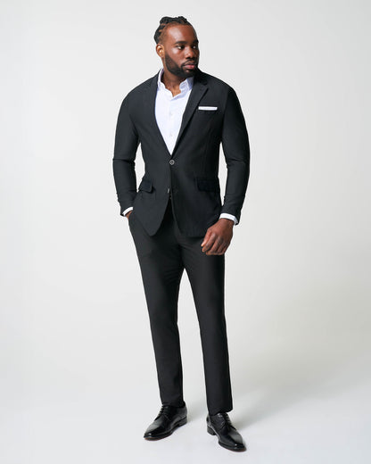 Athletic Fit Stretch Pants - Black Seersucker
