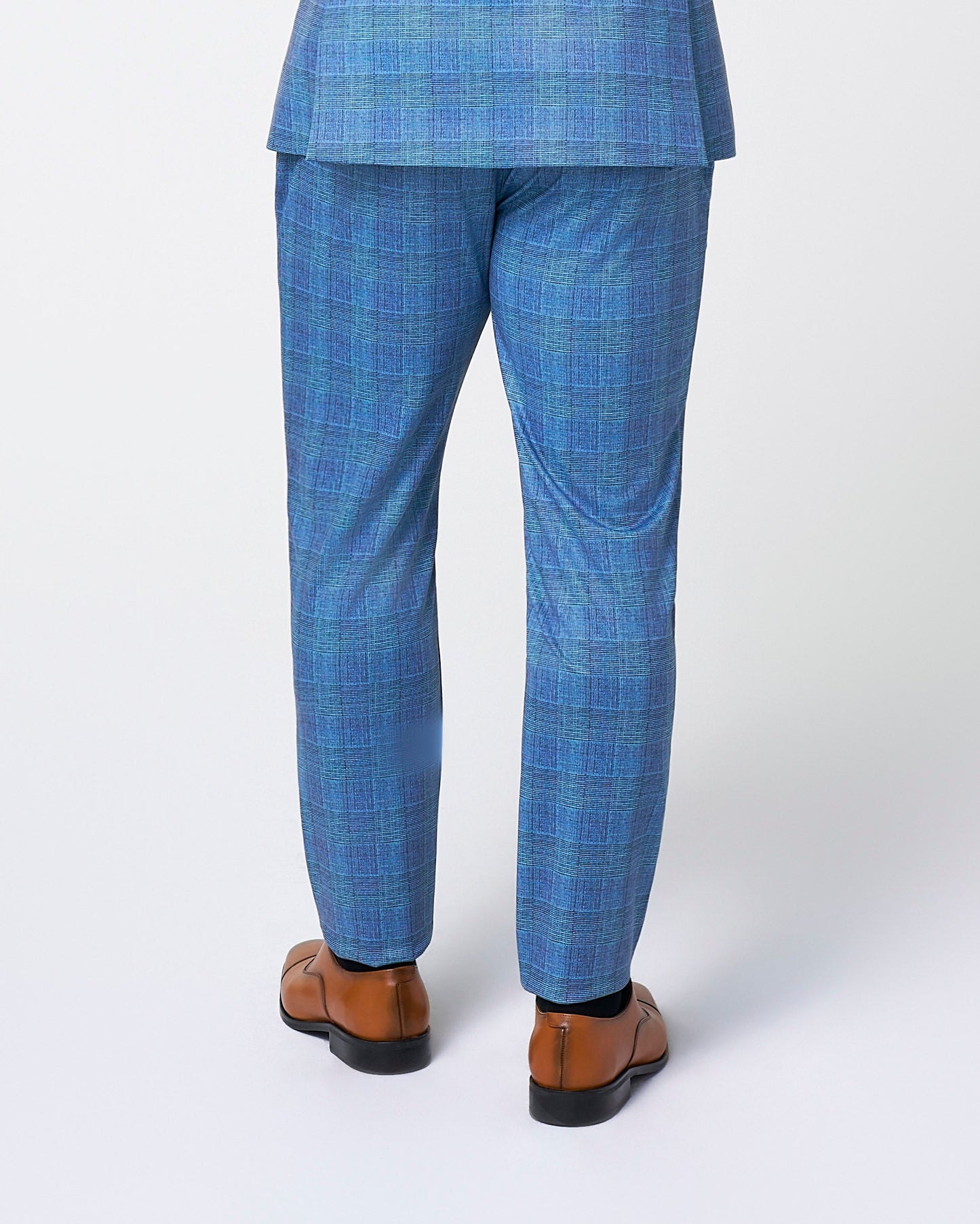 Brushed Tech Suit Pant - Electric Blue Plaid