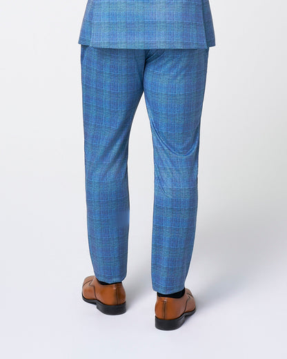 Brushed Tech Suit Pant - Electric Blue Plaid
