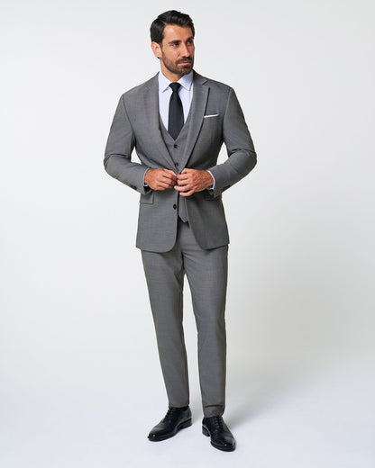 Athletic Fit Stretch Suit Pants - Heathered Grey