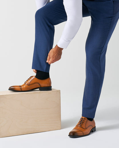 Athletic Fit Stretch Suit Pants - Heathered Navy