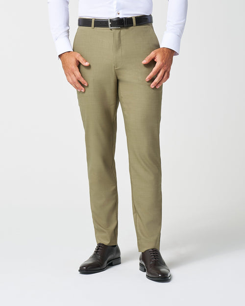 Athletic Fit Stretch Suit Pants - Heathered Olive