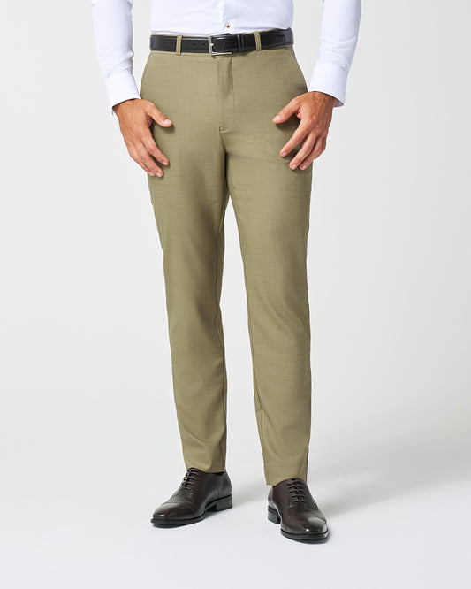 Athletic Fit Stretch Suit Pants - Heathered Olive