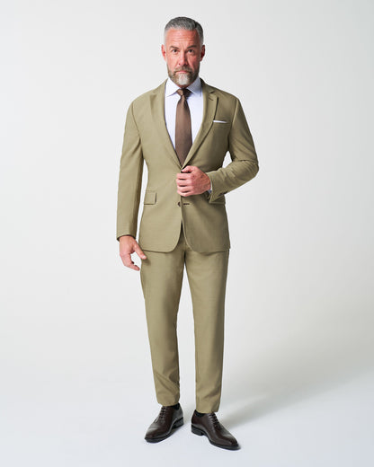 Athletic Fit Stretch Suit Pants - Heathered Olive