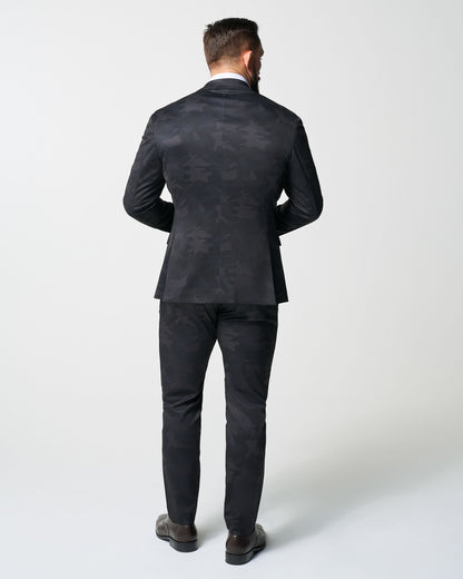 Athletic Fit Stretch Suit - Black and Grey Camo