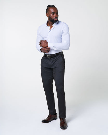 Athletic Fit Stretch Suit - Knit Black & Light Blue Pinstripe