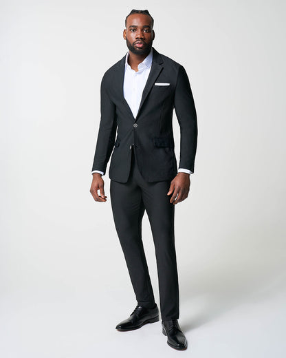 Athletic Fit Stretch Suit - Black Seersucker