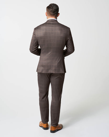 Athletic Fit Stretch Suit - Bronzed Brown Big Windowpane