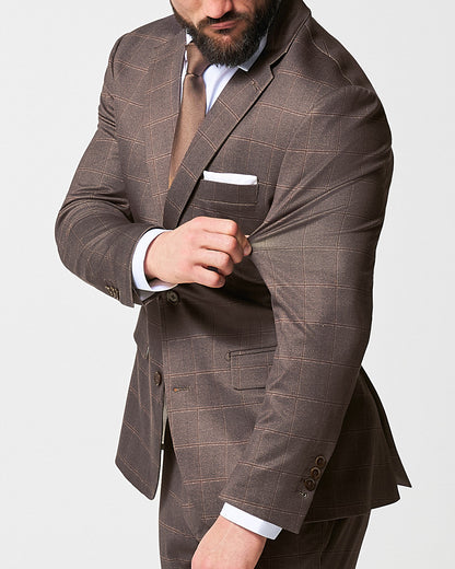 Athletic Fit Stretch Suit - Bronzed Brown Big Windowpane