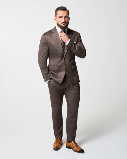 Athletic Fit Stretch Suit - Bronzed Brown Big Windowpane