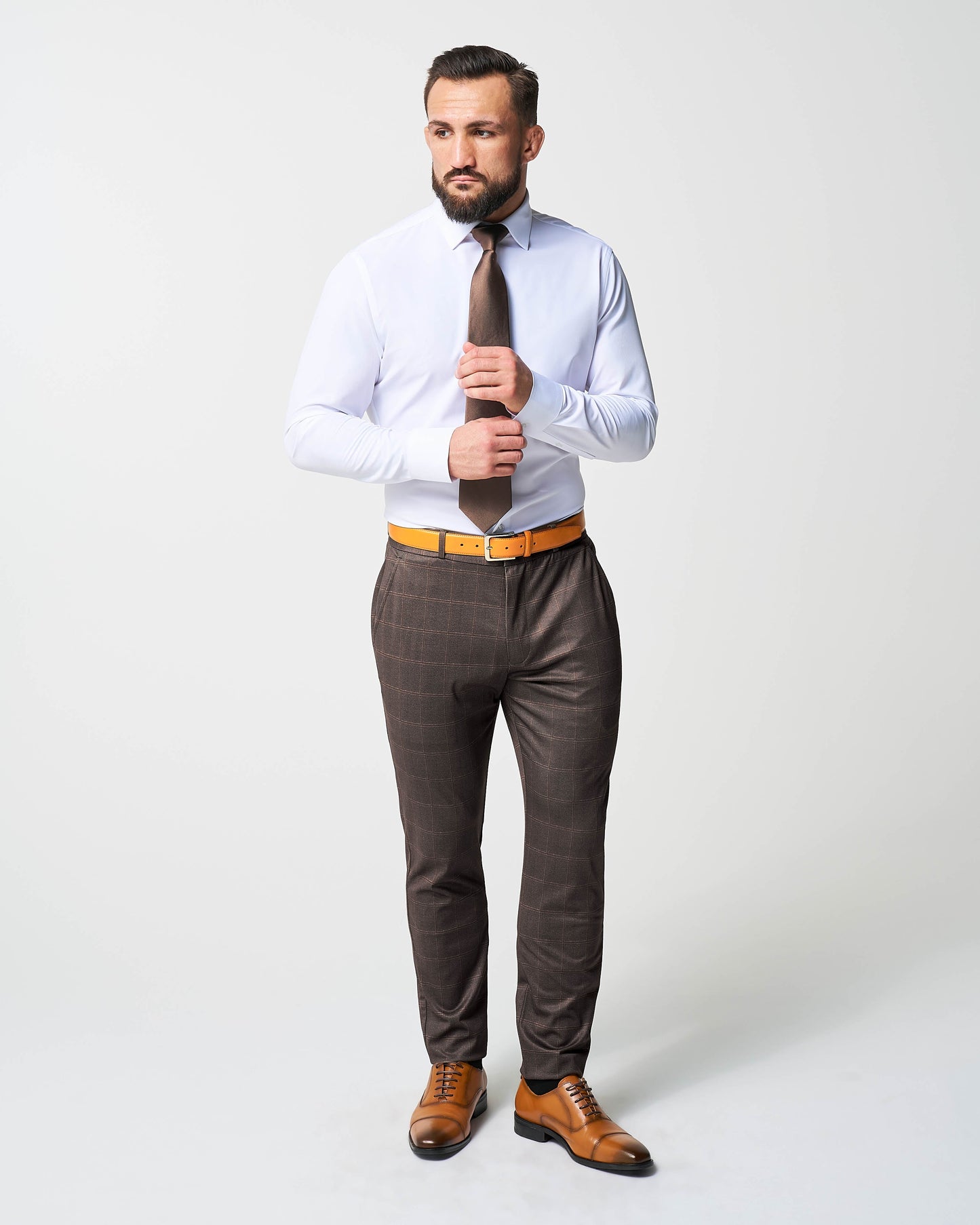 Athletic Fit Stretch Suit - Bronzed Brown Big Windowpane
