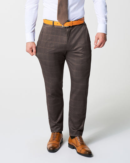 Athletic Fit Stretch Suit - Bronzed Brown Big Windowpane
