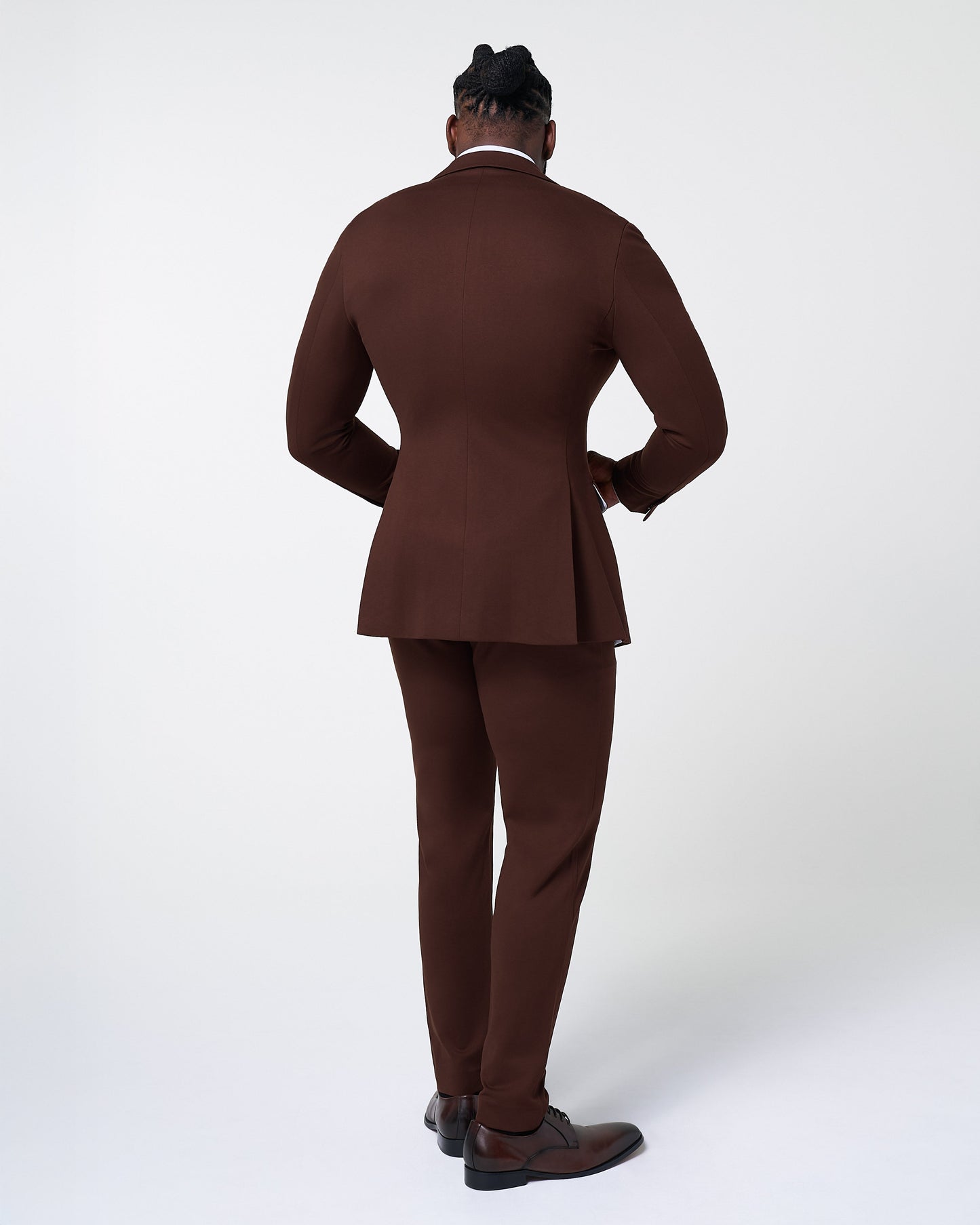 Athletic Fit Stretch Suit - Solid Brown