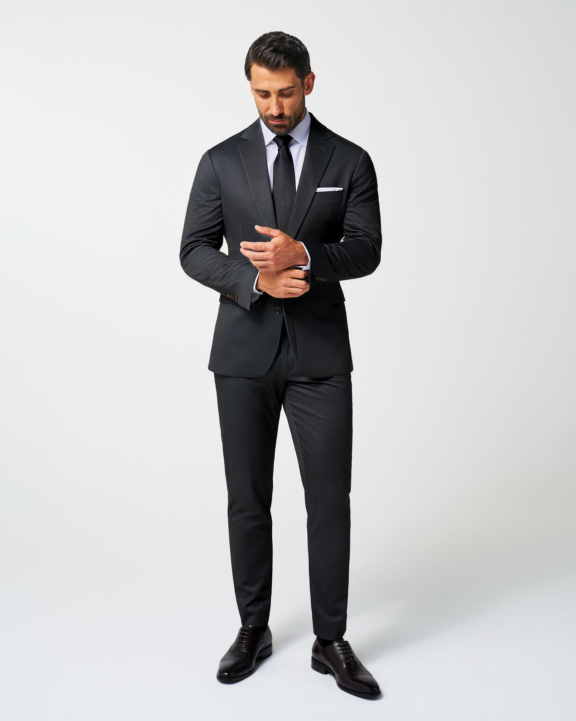 Athletic Fit Stretch Blazer - Charcoal Microcheck