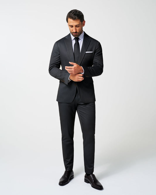 Athletic Fit Stretch Suit - Charcoal Microcheck