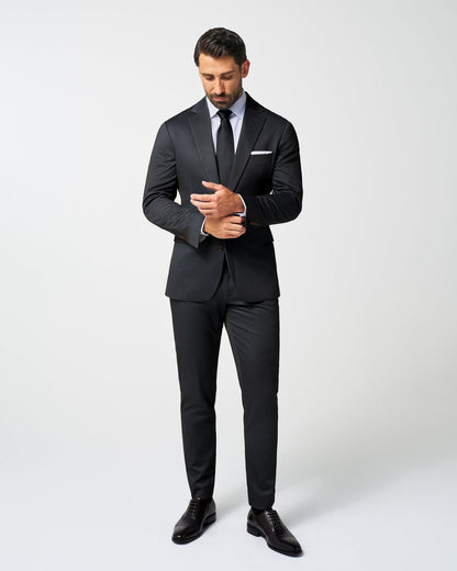 Athletic Fit Stretch Suit Pants - Charcoal Microcheck