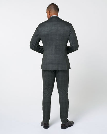 Athletic Fit Stretch Suit - Charcoal Plaid