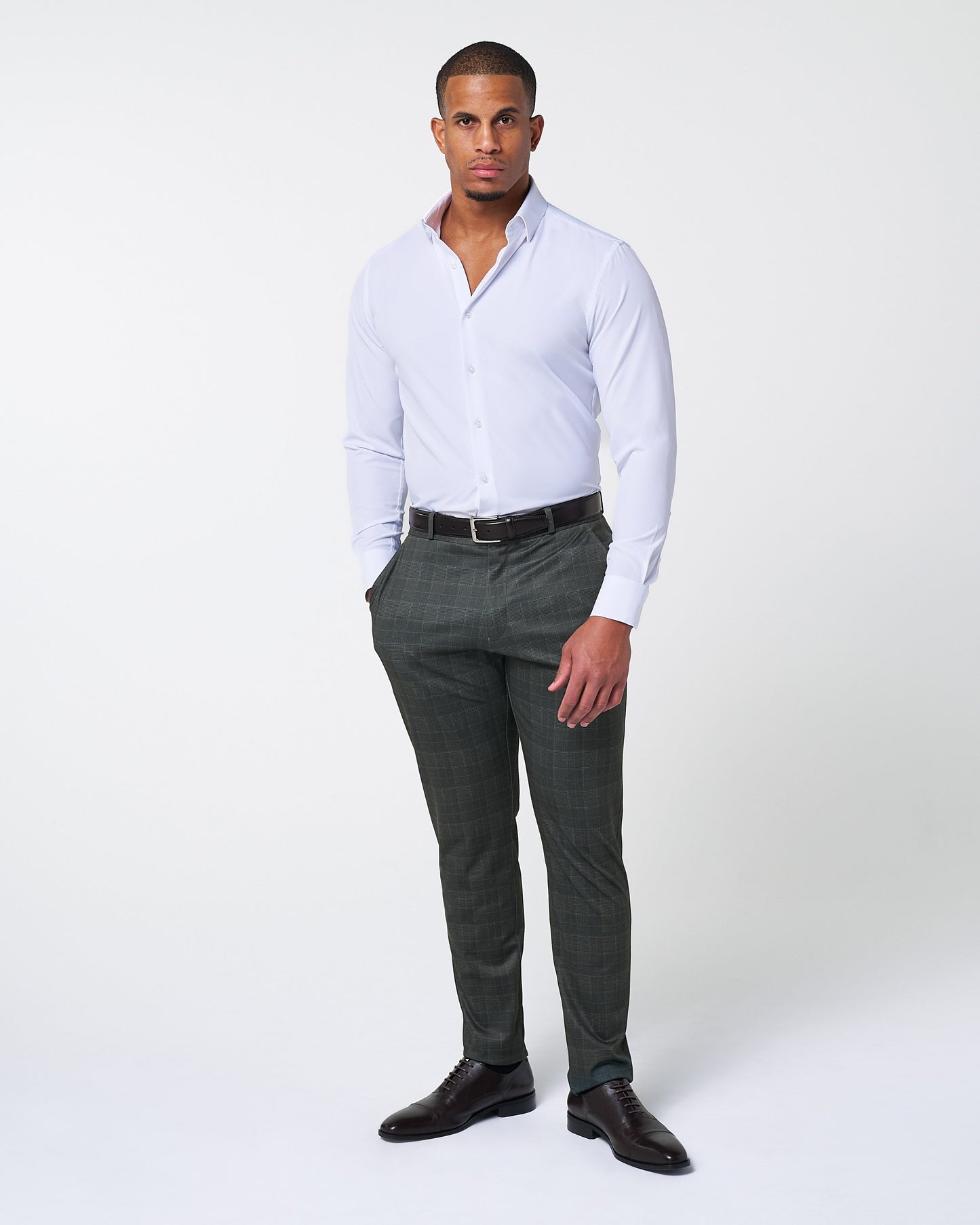 Athletic Fit Stretch Suit - Charcoal Plaid