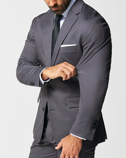 Athletic Fit Stretch Suit - Grey & Black Houndstooth