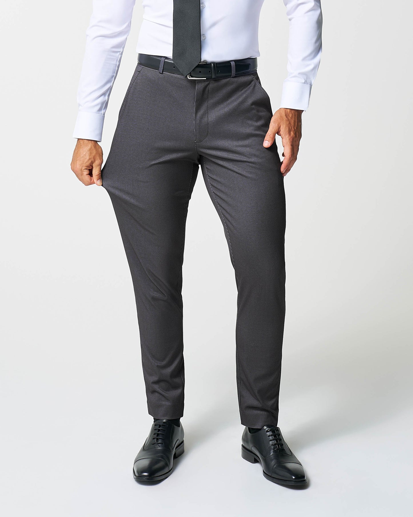 Athletic Fit Stretch Suit - Grey & Black Houndstooth