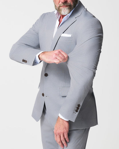 Athletic Fit Stretch Suit - Grey Houndstooth Microcheck