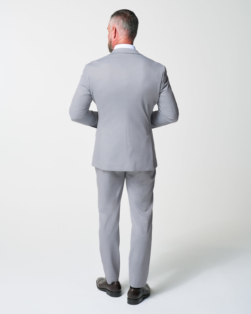 Athletic Fit Stretch Suit - Grey Houndstooth Microcheck