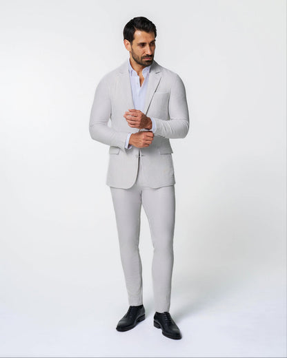 Athletic Fit Stretch Suit - Grey Seersucker