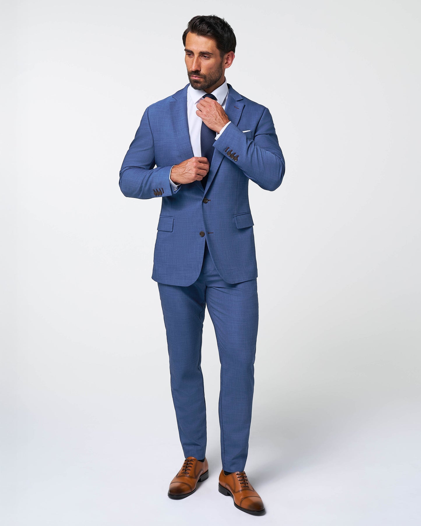 Athletic Fit Stretch Suit Pants - Heathered Blue