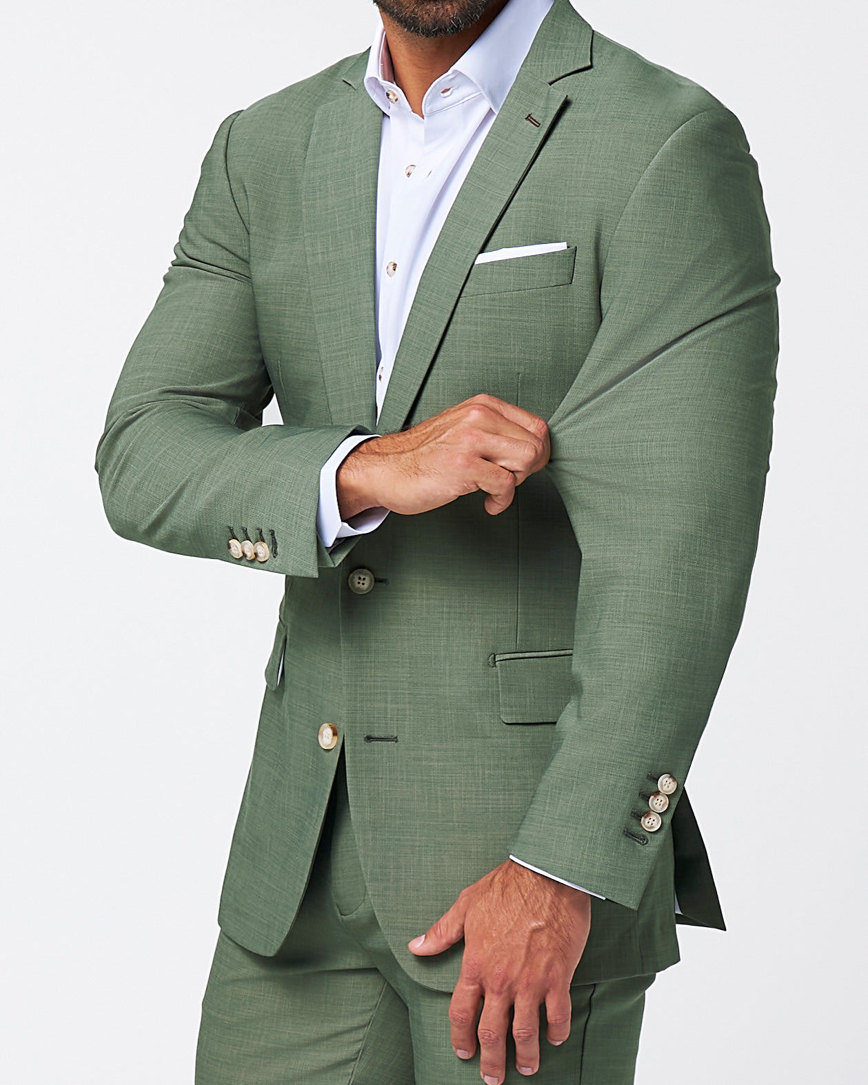 Athletic Fit Stretch Suit - Heathered Forest Green