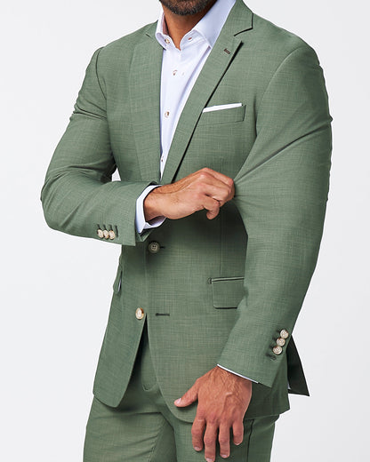 Athletic Fit Stretch Suit - Heathered Forest Green