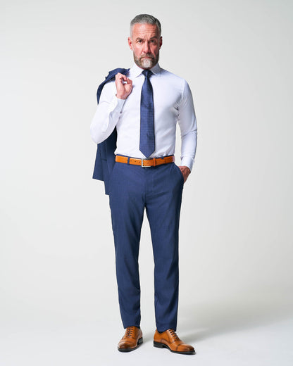 Athletic Fit Stretch Suit - Heathered Navy