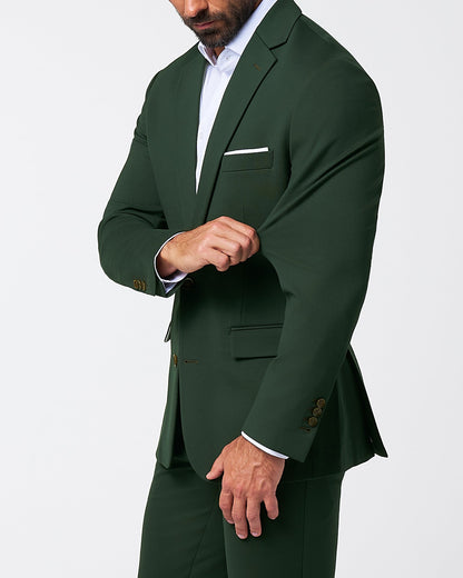 Athletic Fit Stretch Suit - Solid Hunter Green