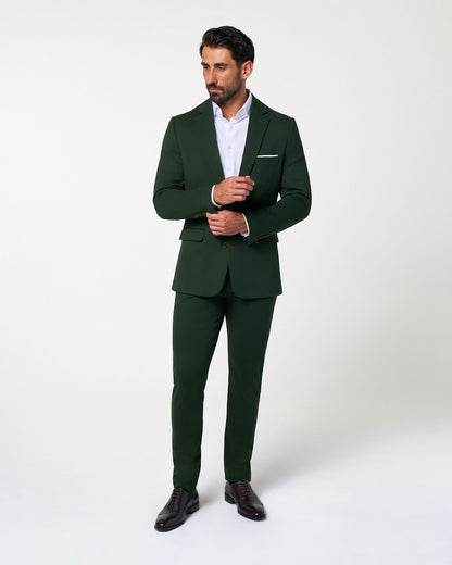 Athletic Fit Stretch Suit - Solid Hunter Green