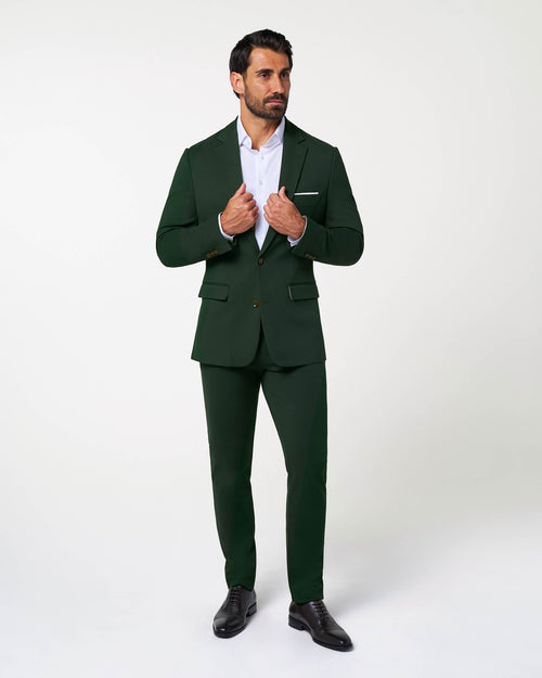 Athletic Fit Stretch Suit - Solid Hunter Green
