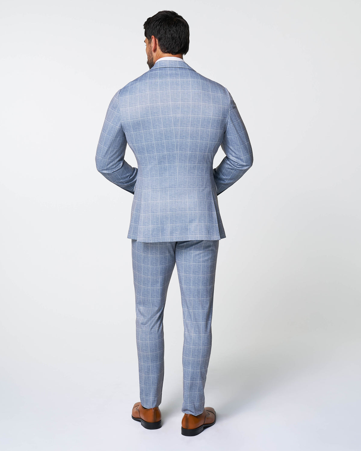 Athletic Fit Stretch Suit - Ice Light Blue Windowpane