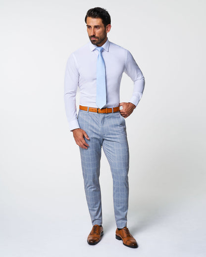Athletic Fit Stretch Suit - Ice Light Blue Windowpane