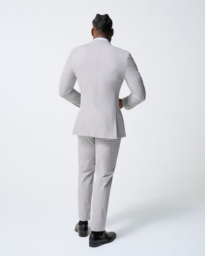 Athletic Fit Stretch Suit - Lightweight Heathered Light Grey