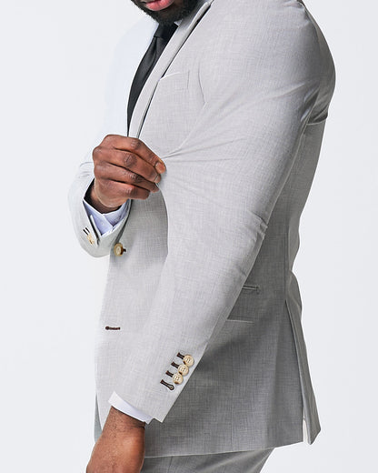 Athletic Fit Stretch Suit - Lightweight Heathered Light Grey