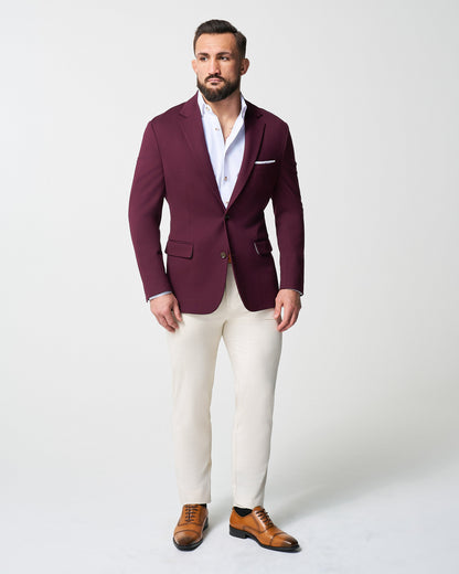 Athletic Fit Stretch Suit - Solid Plum