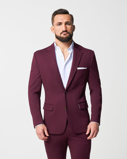 Athletic Fit Stretch Suit - Solid Plum