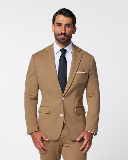 Athletic Fit Stretch Suit - Solid Dark Tan