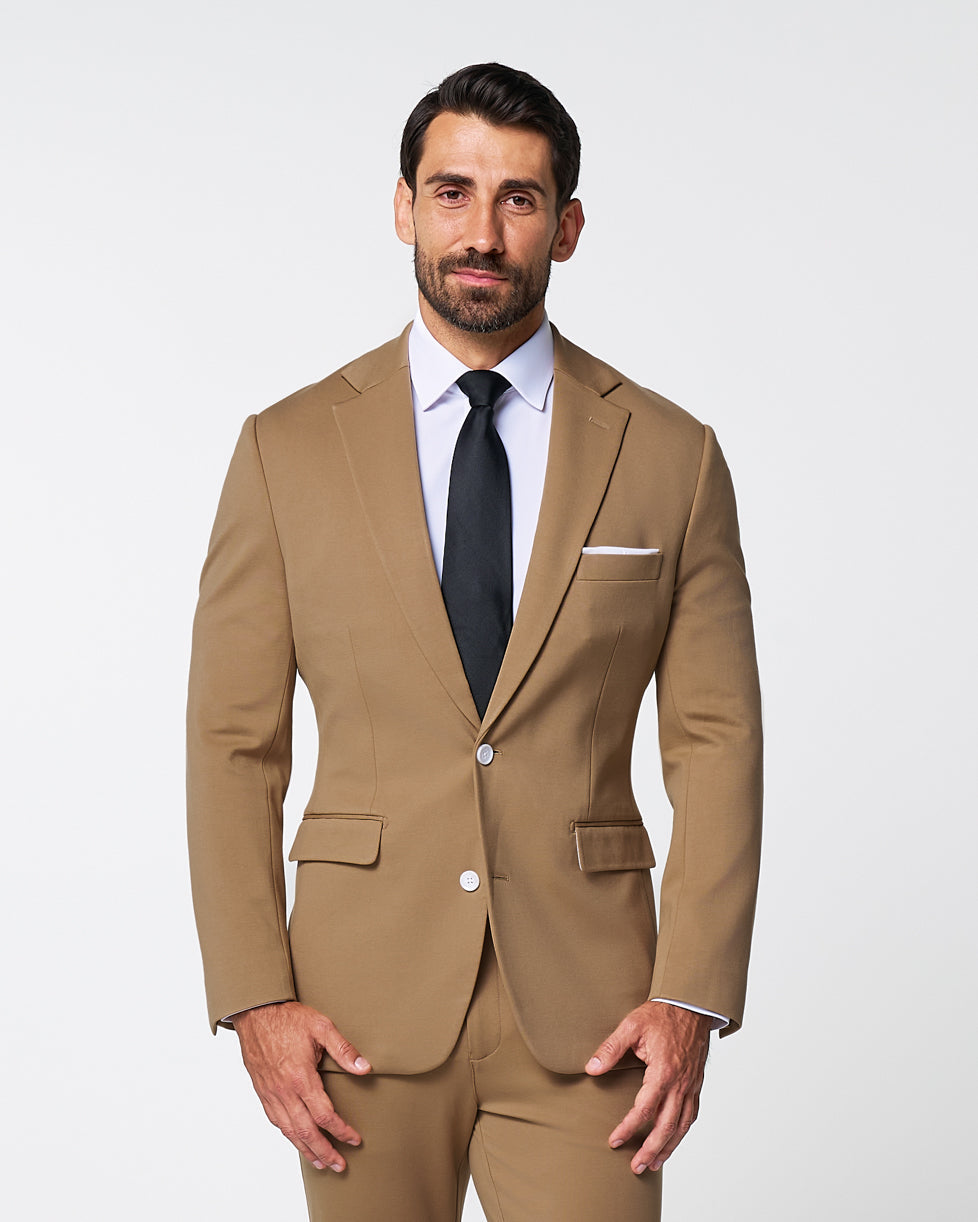 Athletic Fit Stretch Blazer - Solid Dark Tan